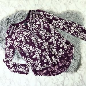 Lucky Brand Floral Purple Tunic Sz Small